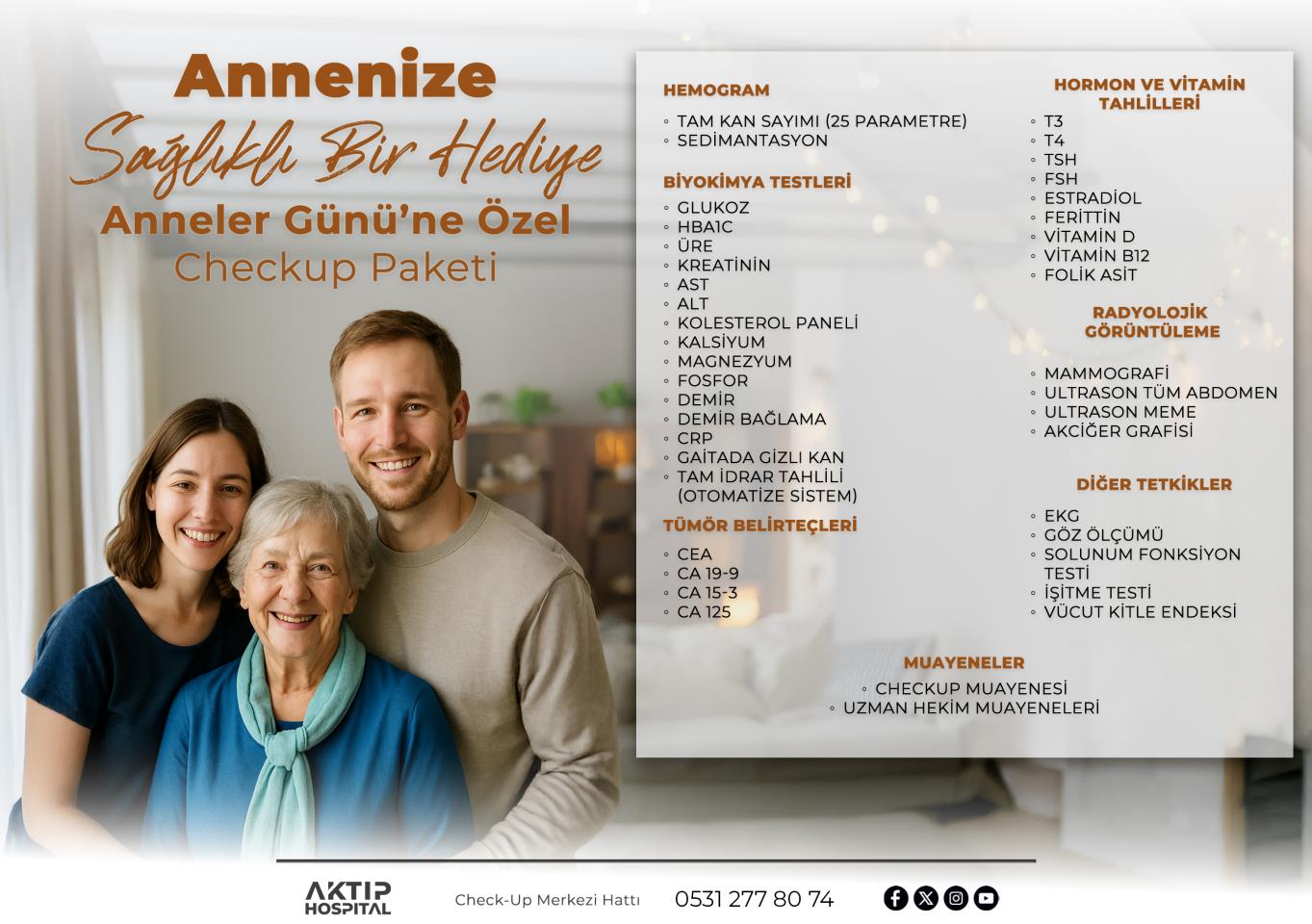 Anneler günü Check Up (11-31 Mayıs 2025)